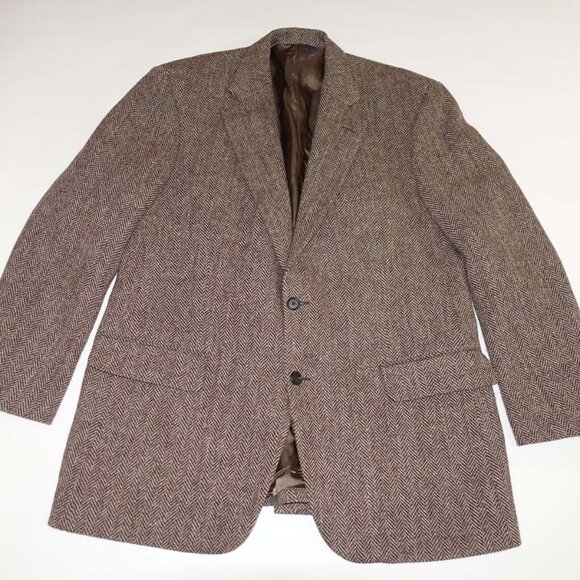 Brooks Brothers Men's Herringbone Tweed Sport Coat Size 43 Regular Brown Jacket